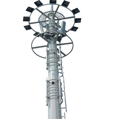 15 20 30 45 50M Monopole Telecom Tower จุ่มร้อนชุบสังกะสี 5G เสาอากาศสถานีฐาน Wifi