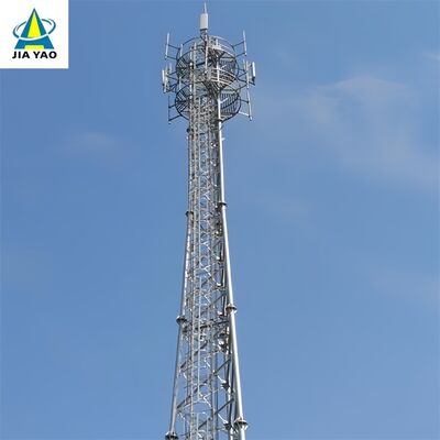 หอคอยโทรคมนาคม 3 หลอดที่มีความแข็งแกร่งสูง 100FT สำหรับการครอบคลุม 5G ด้านข้างถนนยกระดับ