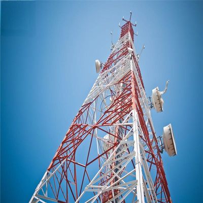 ผู้ผลิต 4 ขา สแตนเลส Pylon 5km Wifi Transmitter และ Receiver มุม Lattice ไมโครเวฟ สายไร้สายสนับสนุนวิทยุหอคอย