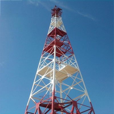 Gsm 60m สนับสนุนตัวเอง Lattice Tower ขาฐาน Polyester Powder Coating Bts สี่ขา Radio Communication โรงแรมแอนเทนนาโลหะ