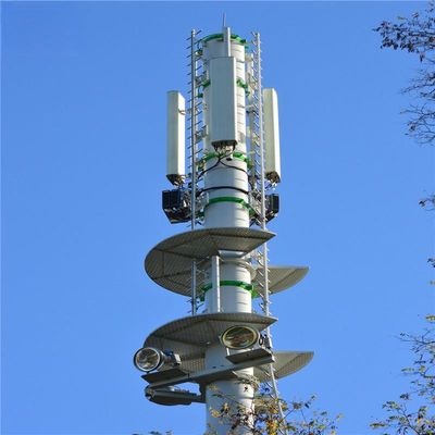 4G 5G ไมโครเวฟไร้สาย โมโนโปโล เทเลคอม ทาวเวอร์ด้วยแฟลงค์ 5m 12m 36m 45m 55m เมตร