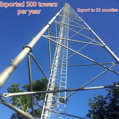 เสาโทรคมนาคมแบบสามท่อ เหล็กกล้าคาร์บอน 33 เมตร สัญญาณ LTE พื้นที่ชนบท ทนทานต่อลม