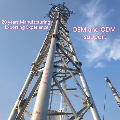 เสาโทรคมนาคมแบบสามท่อ เหล็กกล้าคาร์บอน 33 เมตร สัญญาณ LTE พื้นที่ชนบท ทนทานต่อลม