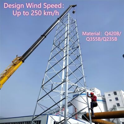 Hot Dip Galvanized 4 Leg Angular Steel Free Standing Gsm Cdma ดาวเทียม โทรคมนาคมหอคอย