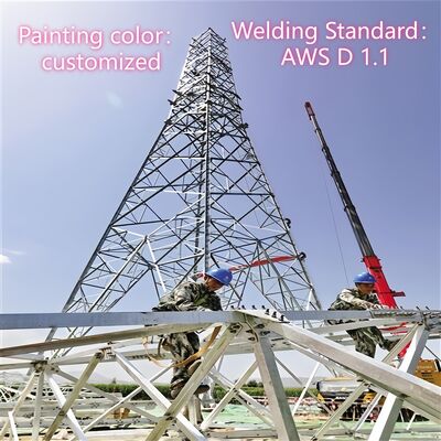 Hot Dip Galvanized 4 Leg Angular Steel Free Standing Gsm Cdma ดาวเทียม โทรคมนาคมหอคอย