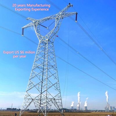 33KV 110KV Hot Dip Galvanized Lattice Steel Power Transmission Tower Double Circuit Electrical Grid Pole
