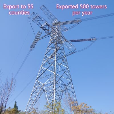 33KV 110KV Hot Dip Galvanized Lattice Steel Power Transmission Tower Double Circuit Electrical Grid Pole
