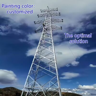 Durable Galvanized Steel Power Transmission Tower 66KV 132KV Multi Circuit Electrical Grid Mast