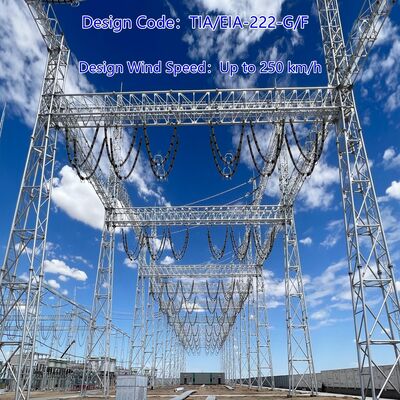 10KV 380KV ทาวเวอร์ส่งไฟฟ้า Hot Dip Galvanized Lattice Angle Steel สายไฟฟ้าความแรงสูง