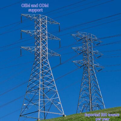 10KV 380KV ทาวเวอร์ส่งไฟฟ้า Hot Dip Galvanized Lattice Angle Steel สายไฟฟ้าความแรงสูง