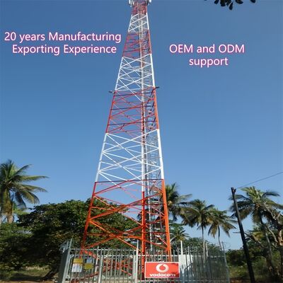 หอสื่อสารมุม 3 ขาเหล็กชุบสังกะสี 30 ม. ป้องกันสนิมสัญญาณ 5G ครอบคลุมเมืองกลางแจ้ง