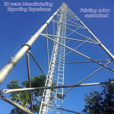 ภารกิจเบา 45 เมตร 3 ขา หลอดเซลล์ไมโครเวฟกลานไซน ISP Pylon Antenna 5g Pole 3 ขา Lattice Steel Tower