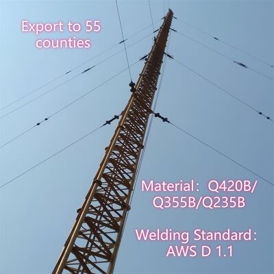 10m-150m ความแม่นยําสูง Hot Dip Galvanized Guyed Wind Measurement Mast Tower สําหรับการติดตามอุตสาหกรรมลม