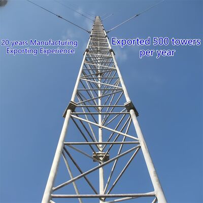 15m-50m Marine Grade Anti-Corrosion Guyed Wire Tower สำหรับการสื่อสารทางเรือทางน้ำภายในประเทศ
