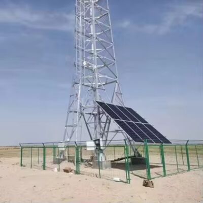 Off Grid Solar Antenna Tower เหล็กชุบสังกะสีรองรับตัวเอง 22 32 42M 4G 5G เสาโทรคมนาคม