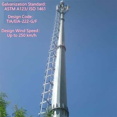 18 26 34M ภูมิทัศน์เมือง Monopole เหล็กชุบสังกะสี Self Supporting กลางแจ้ง 5G 4G Wifi Aesthetic Telecom Tower