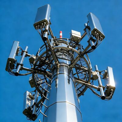 13 19 25M การออกแบบที่กะทัดรัด Monopole เหล็กชุบสังกะสี Self Supporting กลางแจ้ง 5G 4G ไมโครเวฟเสาประหยัดพื้นที่