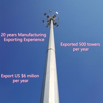 13 19 25M การออกแบบที่กะทัดรัด Monopole เหล็กชุบสังกะสี Self Supporting กลางแจ้ง 5G 4G ไมโครเวฟเสาประหยัดพื้นที่