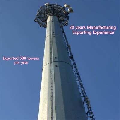 11 17 23M Space Efficient Monopole เหล็กชุบสังกะสีแบบท่อกลางแจ้ง 5G 4G Wifi Compact Communication Tower