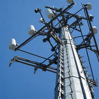 11 17 23M Space Efficient Monopole เหล็กชุบสังกะสีแบบท่อกลางแจ้ง 5G 4G Wifi Compact Communication Tower