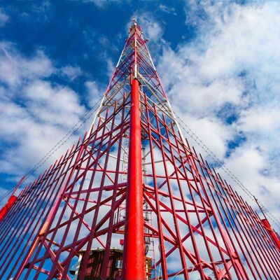 19 27 35M งานหนักเหล็กกระดาษ 3 ขา ทาวเวอร์เหล็กท่อ โทรคมนาคม Mast สําหรับการสื่อสารและการติดตามไมโครเวฟภายนอก 5G 4G