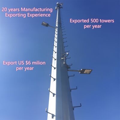 16 24 32M Monopole Communication Steel Tower ทนลมสำหรับสถานีฐานในเมือง 5G