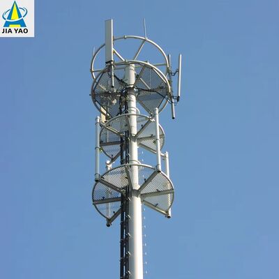16 24 32M Monopole Communication Steel Tower ทนลมสำหรับสถานีฐานในเมือง 5G