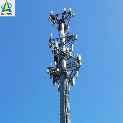 16 24 32M Monopole Communication Steel Tower ทนลมสำหรับสถานีฐานในเมือง 5G