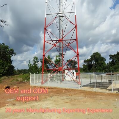 หอคอยเหล็กท่อ 3 ขาที่แข็งแกร่งเหมาะสำหรับไมโครเวฟ 4G 5G และระบบรักษาความปลอดภัยที่มีโครงสร้างเหล็กแรงดึงสูง