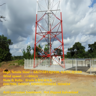35M 55M 3 ขาท่อตาข่ายทนต่อแรงกระแทกทาวเวอร์สำหรับสภาพแวดล้อมการสั่นสะเทือนข้างทางรถไฟ
