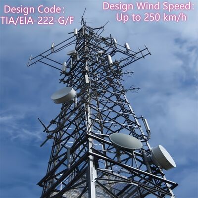 40M 80M Q355 สแตนเลส 4 ขา หอคอยโทรคมนาคม แกลนไซน์ กันลมสําหรับเขตลมสูงชายฝั่ง
