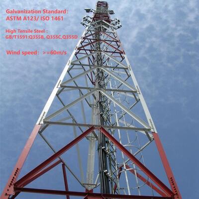 52M Q355 Steel 3 ขามุมเหล็กทาวเวอร์นำมาใช้ใหม่สำหรับการปรับใช้เครือข่ายชั่วคราว