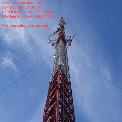 30 35M จุ่มร้อนชุบสังกะสี Guyed Communication Tower มูลนิธิขนาดเล็กสำหรับพื้นที่ทุ่งหญ้า