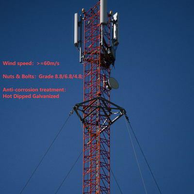 42 45M Q355 Steel Guyed Antenna Tower การปรับใช้อย่างรวดเร็วสำหรับโทรคมนาคมทุ่นระเบิดระยะไกล