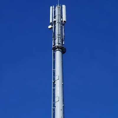 16 24 38 เมตรประหยัดพื้นที่ Monopole Tower ติดตั้งอย่างรวดเร็วสำหรับถนนคนเดิน 5G
