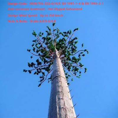 12 22 30Meter Q355 หอคอยสื่อสารต้นไม้ไบโอนิคเหล็กสำหรับภูมิทัศน์เทศบาลเมือง