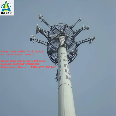 28 36 38 เมตรการกำหนดเส้นทางสายเคเบิลภายใน Monopole Tower สำหรับการครอบคลุม 5G ทางยกระดับคนเดินเท้า