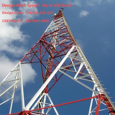 37 46 55M หอคอยเหล็กมุม 3 ขาทนความเย็นสำหรับโทรคมนาคมการเกษตรเขตเย็น