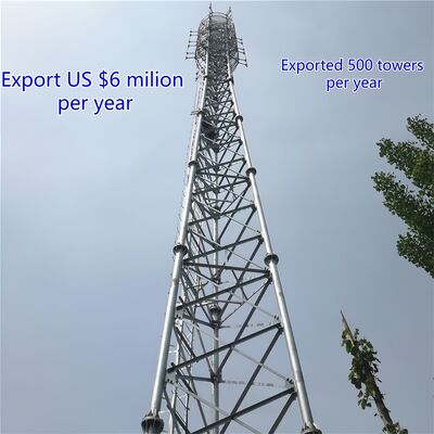 30M Q355 Steel 3 Tube Telecom Tower ขนาดกะทัดรัดสำหรับสถานีสื่อสาร