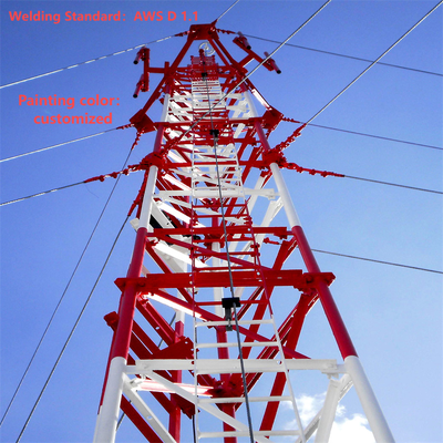 35M Q355 Steel Guyed Tower Light Foundation สำหรับการครอบคลุมพื้นที่กว้างของทุ่งหญ้า