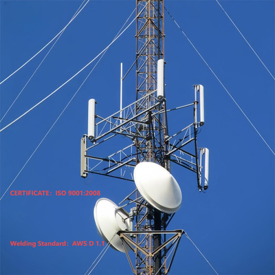 WireTower แบบ Guyed สูงพิเศษสำหรับวิทยุกระจายเสียงโทรทัศน์ระยะไกล เสากระโดง Lattice มาตรฐาน ANSI/TIA-222 แข็งแรงทนทานพร้อมระบบจุดยึดเหล็กแกร่ง