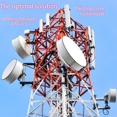 20m-80m Hot Dip Galvanized Q355B 4 Legged Angle Steel Communication Lattice Tower for 5G BTS Station